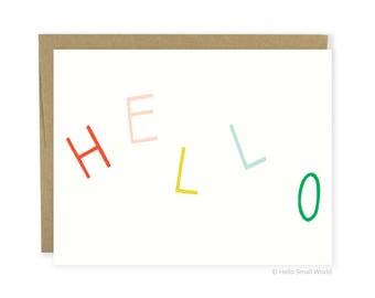 Cute Hello Card, Cute Thinking Of You Card, Simple Hello Card, Simple Stationery, Cute Stationery For Her, Sweet Note Card, Quirky Hello