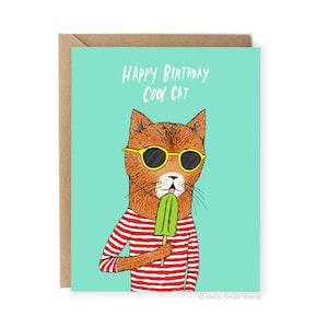 Carte d'anniversaire drôle, carte chat cool, pour lui, carte pour petit ami, pour papa, carte d'anniversaire de mari, jeu de mots, carte d'anniversaire, chat, pour ami, enfants