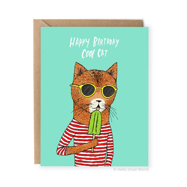 Funny Birthday Card, Cool Cat Card, For Him, Card For Boyfriend, For Dad, Husband Birthday Card, Pun Birthday Card, Cat, For Friend, Kids