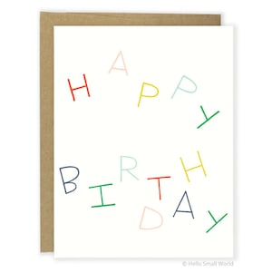 Carte d'anniversaire minimaliste - lettres colorées de joyeux anniversaire, carte d'anniversaire simple, carte de joyeux anniversaire, carte d'anniversaire mignonne