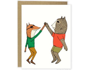 Friendship Card - High 5 Animals, Cute Friends Card, Huzzah Card, High Five Card, Funny Friendship Card, Funny Friend Card