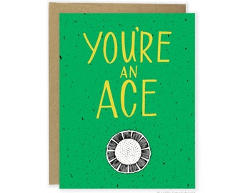 Funny Father's Day Card - You're An Ace Golf Card, Pun Card, Card For Dad, For Him, Card For Husband, For Brother, Pun Love Card, Punny