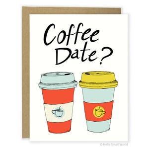 Valentine Card - Coffee Date Anniversary Card - Food Card