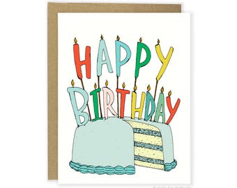 Birthday Card - Happy Birthday Candles, Cute Birthday Card, Sweet Birthday Card