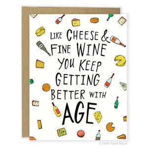 Carte d'anniversaire drôle, carte d'anniversaire coquine, carte d'anniversaire sarcastique, carte d'anniversaire ringard, jeu de mots, carte de vin, carte d'anniversaire vous êtes vieux, mignon