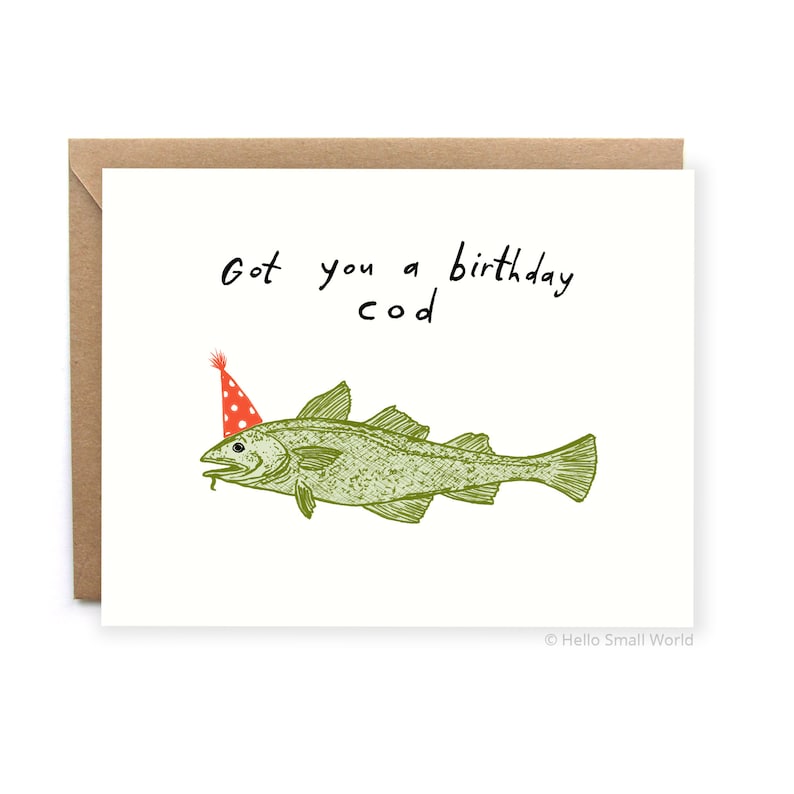 Birthday Cod Funny Birthday Card Pun Fish Birthday Card for Him Hilarious Birthday Card For Husband Boyfriend Dad image 1