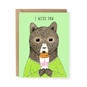 Funny Miss You Card, For Boyfriend, Husband Card, Pun Card, For Friend, Cute, I Miss You, Thinking of You, Card For Her, Coffee, Food Pun