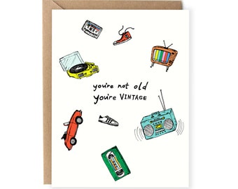 Funny Old Birthday Card - For Him - Boyfriend - Not Old Birthday Card - Vintage Birthday Card for Husband - Retro - Over the Hill Birthday