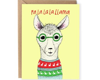 Christmas Card, Llama, Christmas Pun, Woodland, Animal, Card for Family, Friends, For Her, Him, Husband, Wife, Teacher, Christmas Sweater