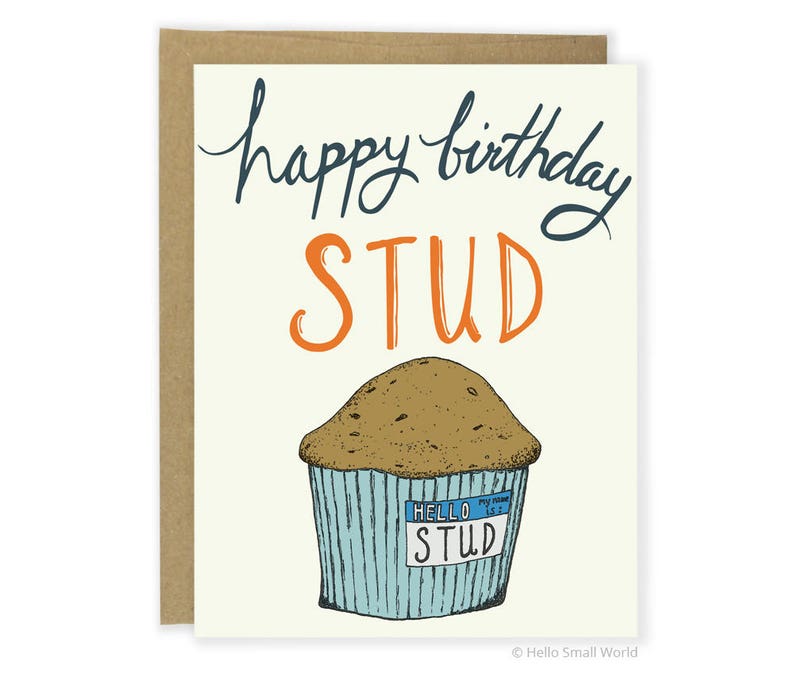 Boyfriend Birthday Card Stud Muffin Card, Food Pun Card, Husband Birthday Card, Funny Birthday Card For Him, Card For Boyfriend, Foodie image 1