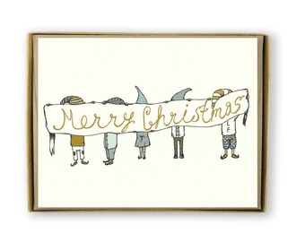 Cute Christmas Elves Cards - Cute Holiday Card Set, Cute Box Of Christmas Cards, Elf Christmas Cards, Merry Christmas Cards