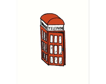 British Theme Print, British Phone Booth Art, Cute London Art, Quirky British Print, Random Object Art Print, Baby Room Decor, Nursery Print