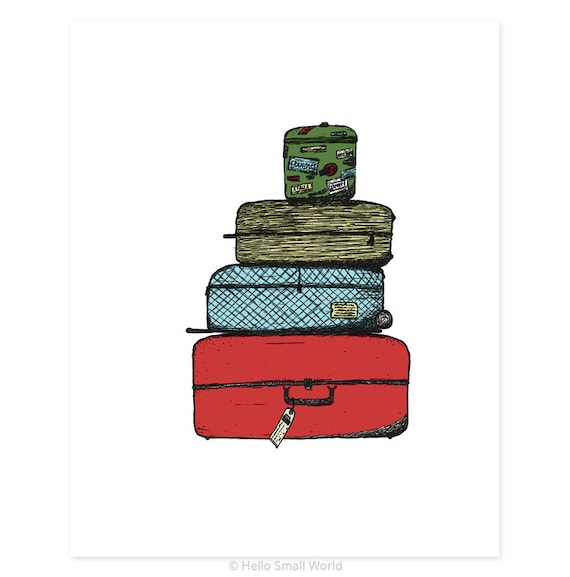 Luggage Print Travel Print Illustrated Print Digital Art Etsy