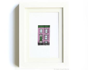 NY Architecture Print No. 6 - Illustrated Building, NYC Living, Architecture Print, Building Art, Illustrated New York Print, Row House