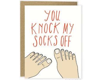Valentine's Day Card - Socks Off Pun Card - For Him - Funny Pun Card  - Husband - Funny Valentine Card - Anniversary Card - Love Card