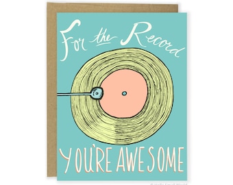 Funny Record Card - Funny Valentines Day Card - Record Player Valentine Card - Record Player Card - Music Love - Vinyl Card - For Friend