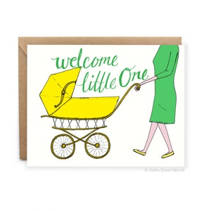 Cute New Baby Card Welcome Little One Card, Congratulations Baby Card, Sweet, Congrats Baby Card, Gender Neutral Card for Baby Shower image 1