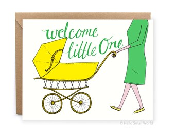 Cute New Baby Card - Welcome Little One Card, Congratulations Baby Card, Sweet, Congrats Baby Card, Gender Neutral Card for Baby Shower