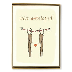 Funny Elopement Cards, Cute Eloped Announcement, Anteloped Cards, Quirky Elopement Card, Quirky Elope Cards, Fun Elope We've Eloped Antelope