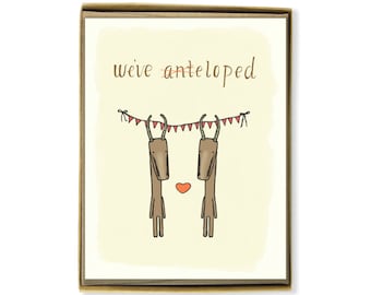 Funny Elopement Cards, Cute Eloped Announcement, Anteloped Cards, Quirky Elopement Card, Quirky Elope Cards, Fun Elope We've Eloped Antelope