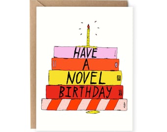 Funny Birthday Card, For Her, Cute Birthday Cards, For Friend, Pun Card, Book Lover, Novel Birthday, Card for Writer, Sister, Mom, Birthday