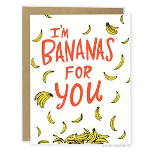 Valentine Card Bananas For You Card Funny Anniversary Card, Pun Love Card, Anniversary Card for Him image 1