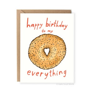Funny Birthday Card For Boyfriend, For Girlfriend, Food Pun, Everything Bagel, Happy Birthday Card, Pun, Cute, For Husband, Him, Her