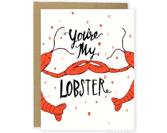 Lobster Card - Friends TV Lobster Card - You're My Lobster Card - Love Card - Anniversary Card  For Him - Valentines Card - Cute - Funny