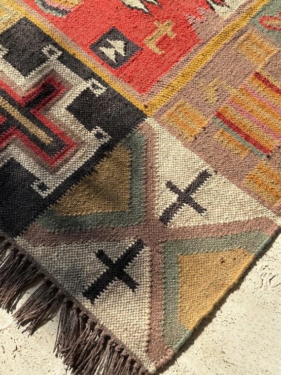 Traditional area rug Handmade Wool Rug Living Room rug Washable Rug Boho Decor Rug Area 8x10 Flat Weave Rug South West Rug 9x12 Kilim Rugs