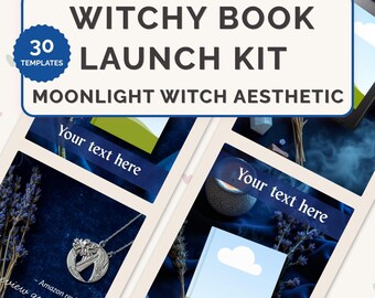 Moonlight Witch Canva Templates for Authors | 30 Dark Academia Book Promo Graphics | Fantasy Romance Launch Kit | Witchy Instagram Templates