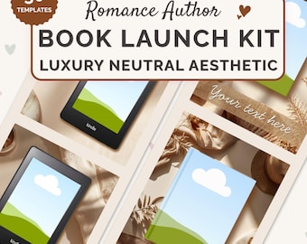Neutral Minimalist Author Canva Templates | 30 Book Promo Graphics for Romance Authors | Beige Book Launch Kit | Instagram Marketing Bundle