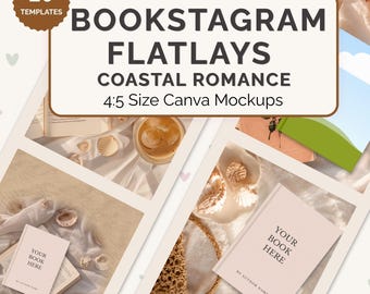 Coastal Romance Book Mockup Templates, Beach Romance Flatlays, Summer Bookstagram Mockups, Coastal Author Promo Kit