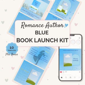 Blue Bookstagram Romance Book Launch Kit (Digital Download) Romance Author, Instagram Canva Templates, Bookish Content Creator