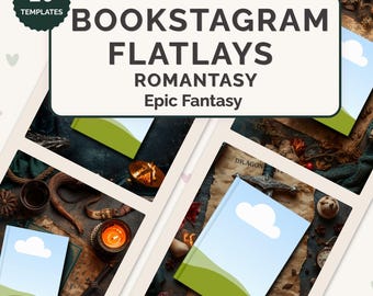 Romantasy Book Mockups for Canva, Fantasy Romance Flatlay Templates, Dark Academia Bookstagram Mockups, BookTok Author Promo Kit