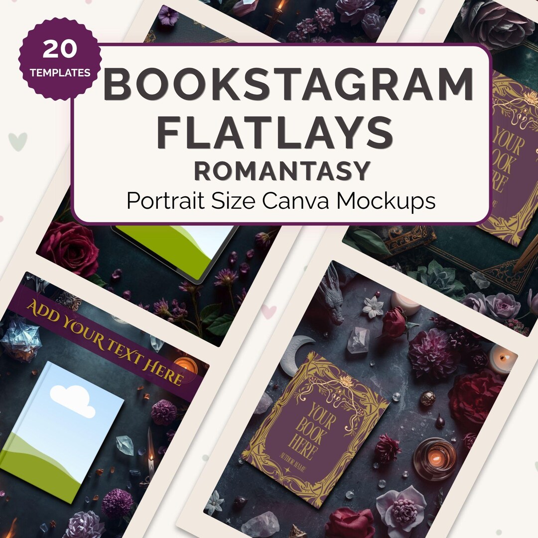 Romantasy Book Mockup Templates for Canva, Dark Fantasy Bookstagram ...