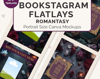 Romantasy Book Mockup Templates for Canva, Dark Fantasy Bookstagram Flatlays, Gothic Romance Author Mockups, Fantasy book Promo Bundle