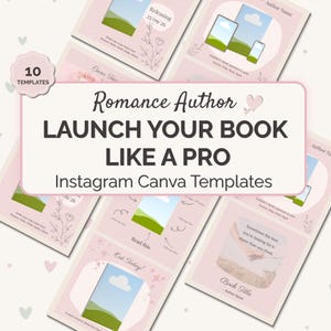 Mallar för lansering av romantiska författare, bokreklam för Canva på Instagram, Bookstagram-inlägg, marknadsföring av oberoende författare