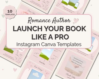 Romance Author Book Launch Templates, Instagram Canva Book Promotion, Bookstagram Posts, Indie Author Marketing