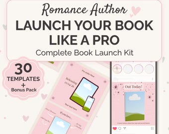 Romance Author Book Launch Kit, (Digital Download) Bookstagram, Instagram Templates, Canva Templates, Bookish Content Creator