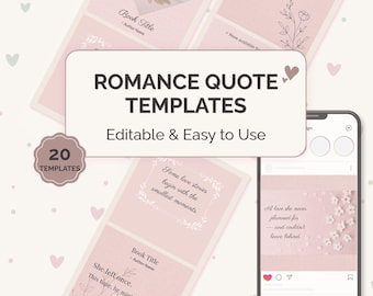 Romance Quote Instagram Templates | Sweet Romance Author Content Pack (Digital Download)
