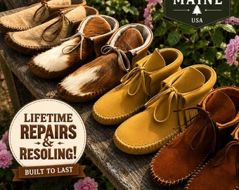 Handgemaakte leren mocassins | Hertenleer, laarzen met dubbele zool franje, hair-on-hide