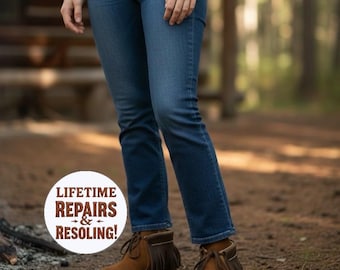 Custom Grounding Leather Moccasins | Deerskin, Double Sole Fringe Boots, Handmade Ankle Boots