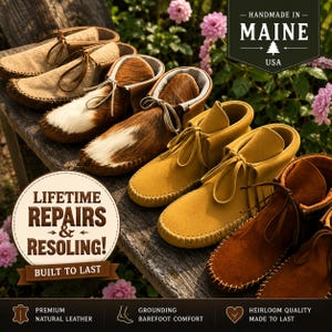 Handmade Leather Moccasins | Deerskin, Double Sole Fringe Boots, Hair-On Hide