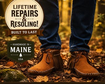 Handmade Grounding Leather Moccasins | Deerskin, Double Sole Fringe Boots