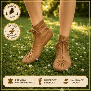 Ręcznie robione buty z zabudowanym noskiem | Skórzane buty barefoot na zamówienie | Minimalistyczne mokasyny do kostki | Buty Grounding Boots z miękką podeszwą | Wyprodukowano w Maine