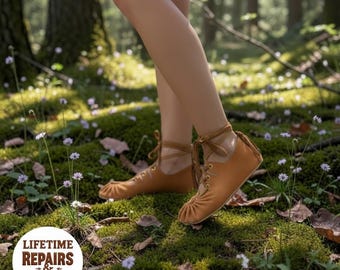 Custom Handmade Deerskin Leather Moccasin Sandals | Barefoot Lace-Up Shoes, Cowhide Sole | Grounding Sandals
