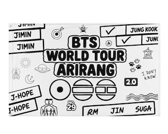 Flaga trasy BTS Arirang World Tour na ścianę z rysunkami