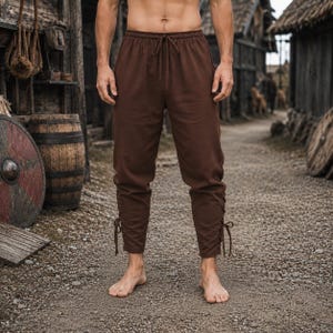 Vikingbroek voor heren, middeleeuwse broek, renaissancekleding, Noorse krijgersbroek, LARP-kostuum, renaissance-outfit, broek met trekkoord
