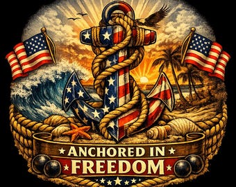 Camiseta patriótica con ancla y bandera estadounidense / Camiseta con estampado de bandera