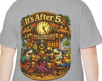 Camiseta Sea Turtle Rum Crew / Camiseta de playa Tiki Bar 5 O'Clock